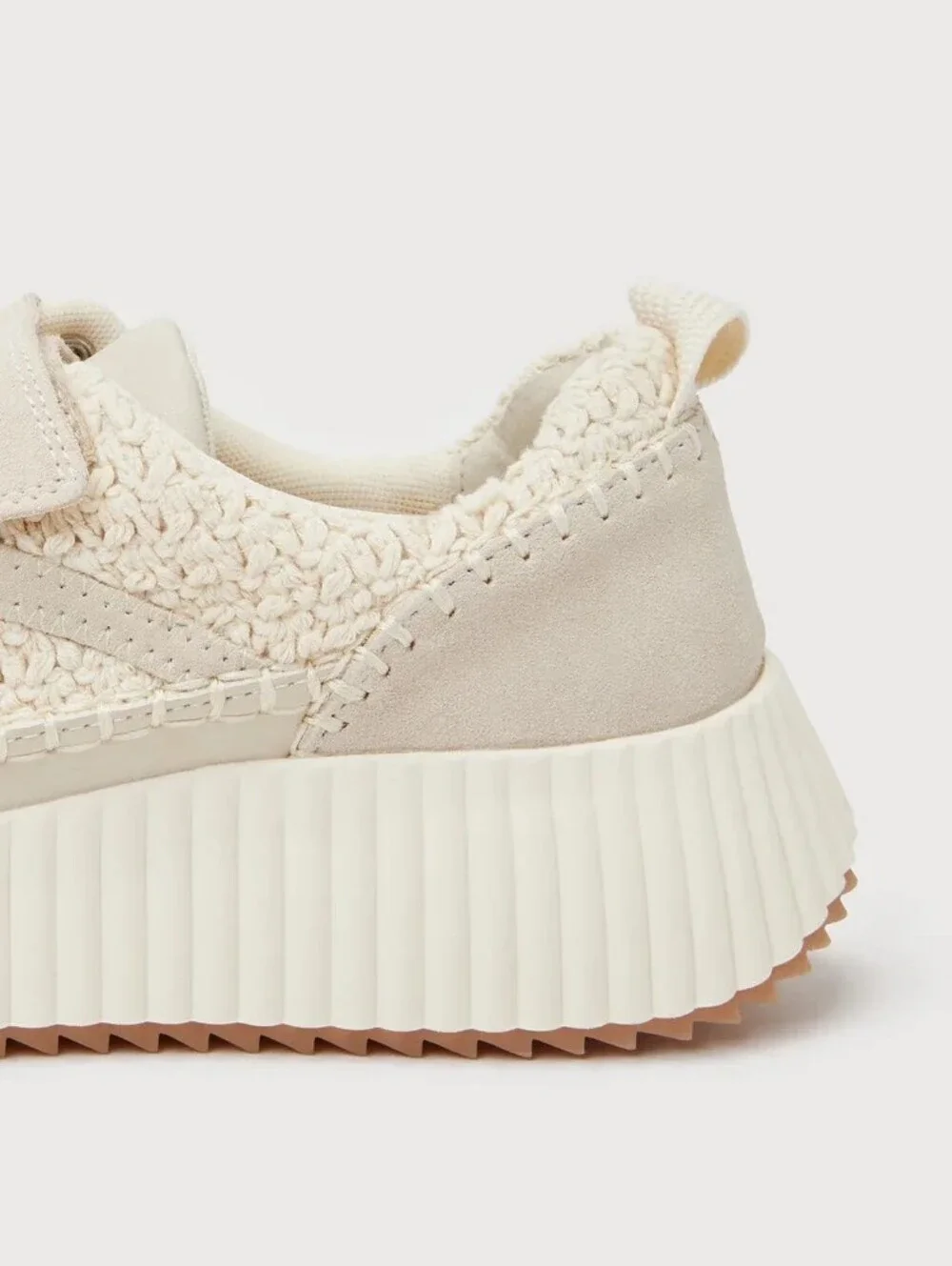 Dolce Vita Demo Sandstone Knit Suede Leather Platform Sneakers